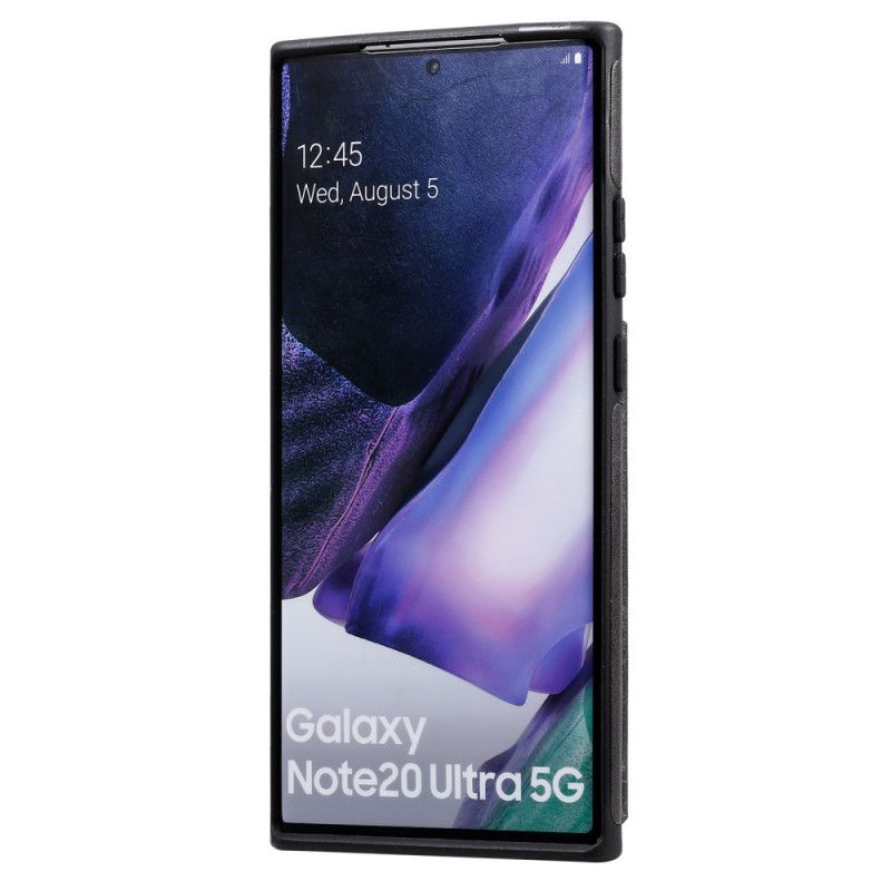 Deksel Samsung Galaxy Note 20 Ultra Svart Mobildeksel Kortholderstøtte I Skinneffekt