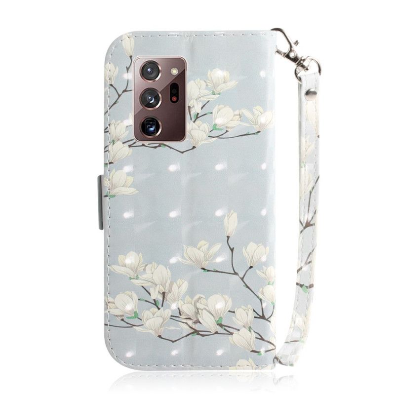 Folio Deksel for Samsung Galaxy Note 20 Ultra Blomstrende Tre Med Tanga