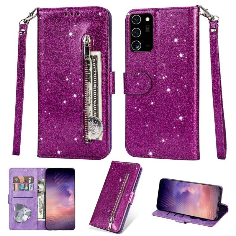 Folio Deksel for Samsung Galaxy Note 20 Ultra Svart Glitterpung