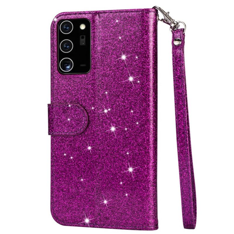 Folio Deksel for Samsung Galaxy Note 20 Ultra Svart Glitterpung