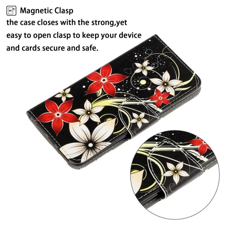 Folio Deksel Samsung Galaxy Note 20 Ultra Fargerike Blomster Med Tanga Beskyttelse