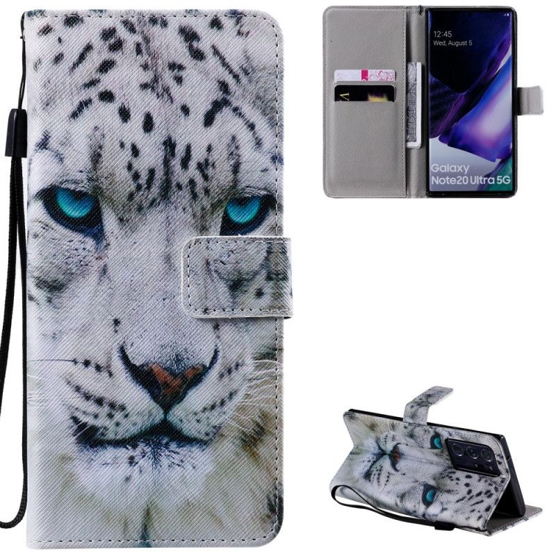 Folio Deksel Samsung Galaxy Note 20 Ultra Hvit Tiger Anti-fall