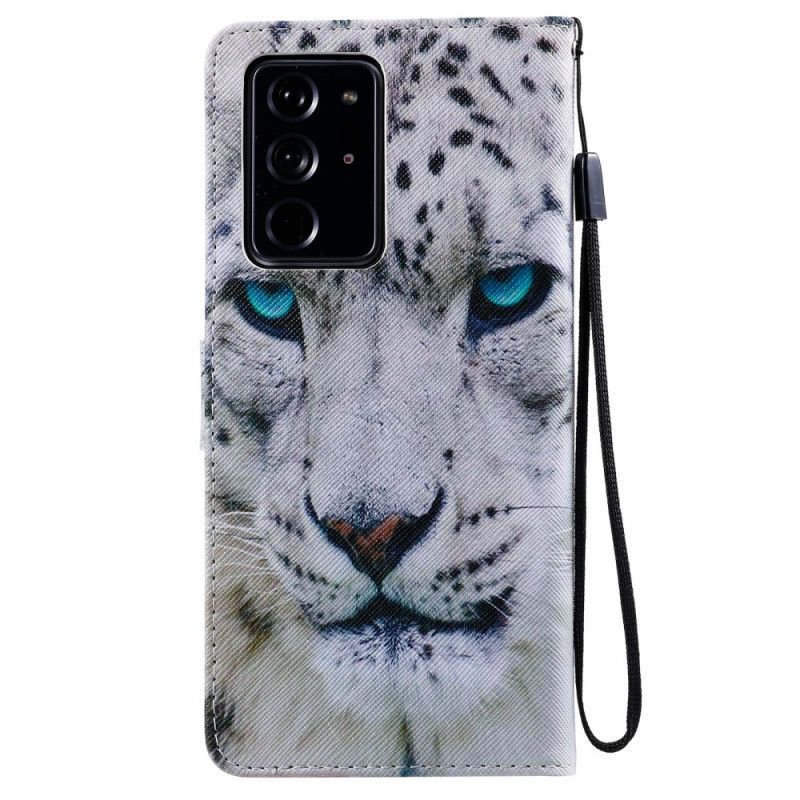 Folio Deksel Samsung Galaxy Note 20 Ultra Hvit Tiger Anti-fall