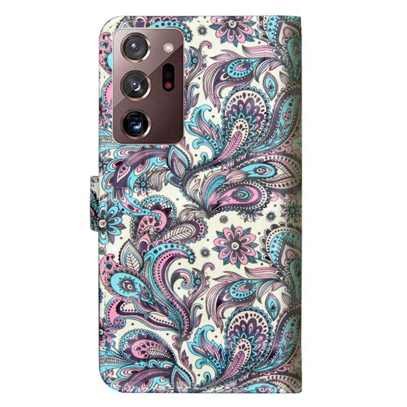 Folio Deksel Samsung Galaxy Note 20 Ultra Mønstrede Blomster Beskyttelse