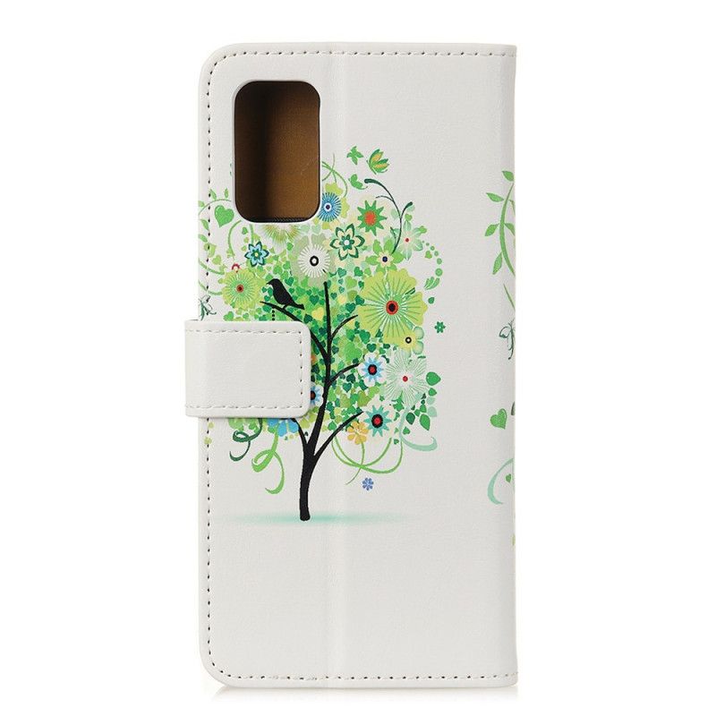 Folio Deksel Samsung Galaxy Note 20 Ultra Oransje Blomstrende Tre Beskyttelse