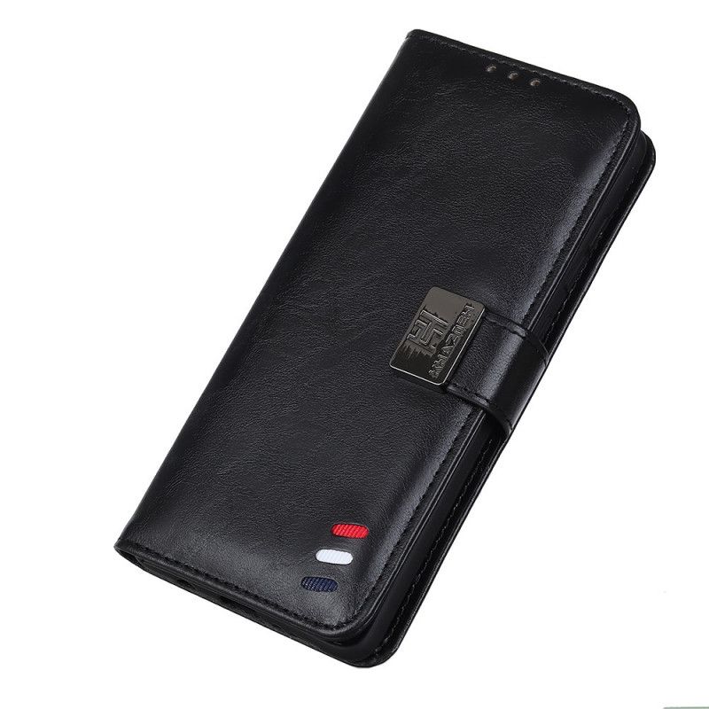 Folio Deksel Samsung Galaxy Note 20 Ultra Svart Vintage Trefarget Skinneffekt Anti-fall