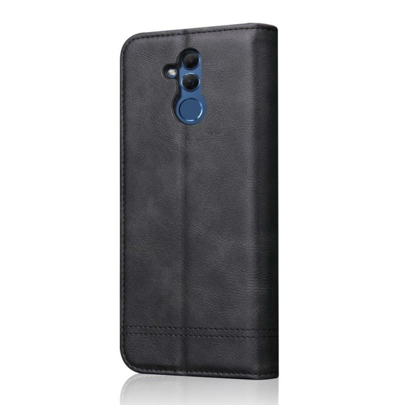 Folio Deksel for Huawei Mate 20 Lite Svart Sydd Skinneffekt