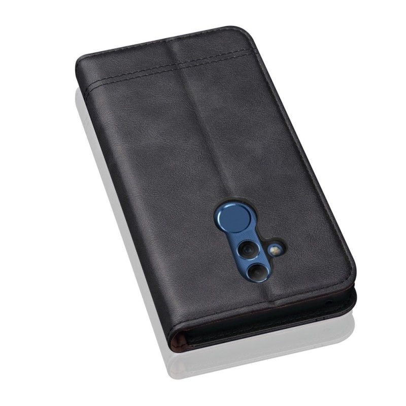 Folio Deksel for Huawei Mate 20 Lite Svart Sydd Skinneffekt