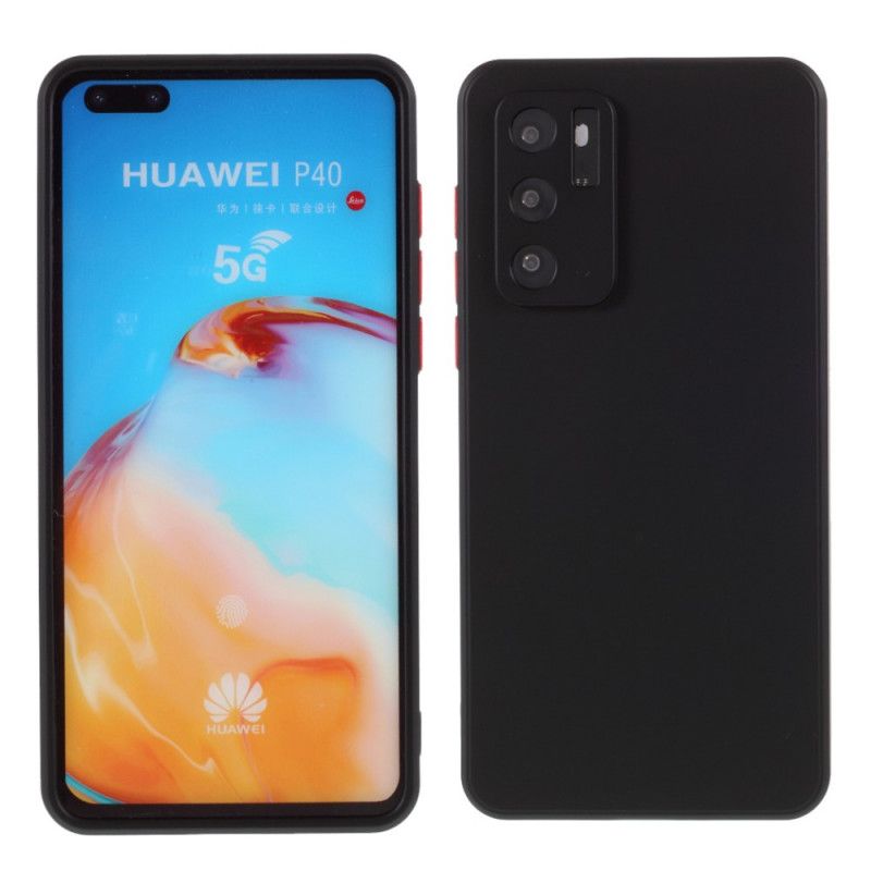 Deksel for Huawei P40 Svart Fleksibel Silikonfarget Knapp