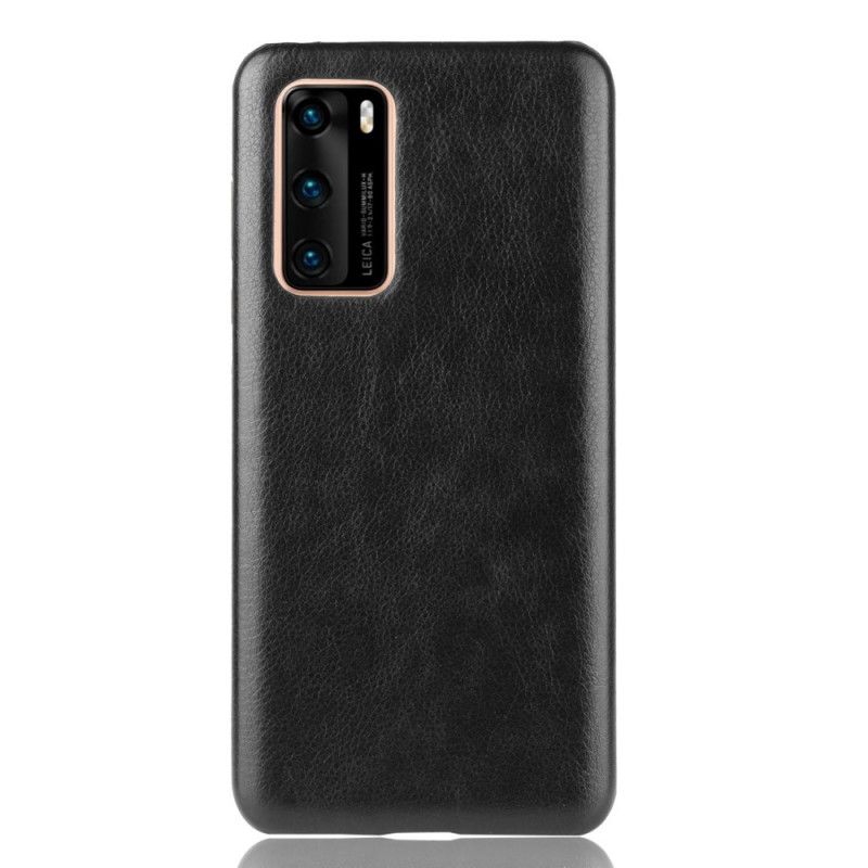 Deksel for Huawei P40 Svart Ytelse Lychee-Skinneffekt