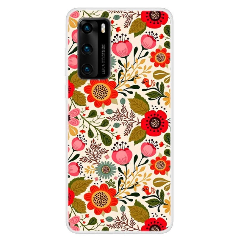 Deksel Huawei P40 Blomstertapet Beskyttelse