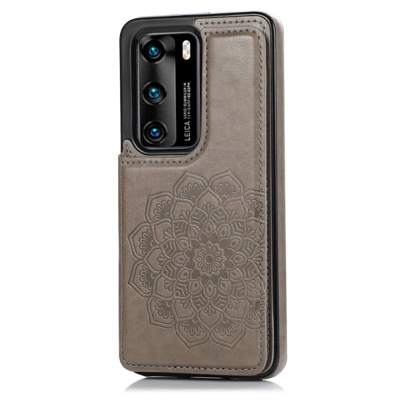 Deksel Huawei P40 Grå Mandala-Trykkortholder Anti-fall