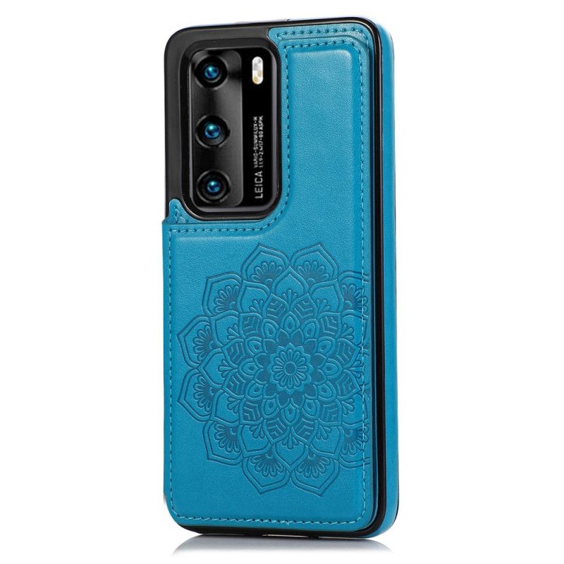 Deksel Huawei P40 Grå Mandala-Trykkortholder Anti-fall