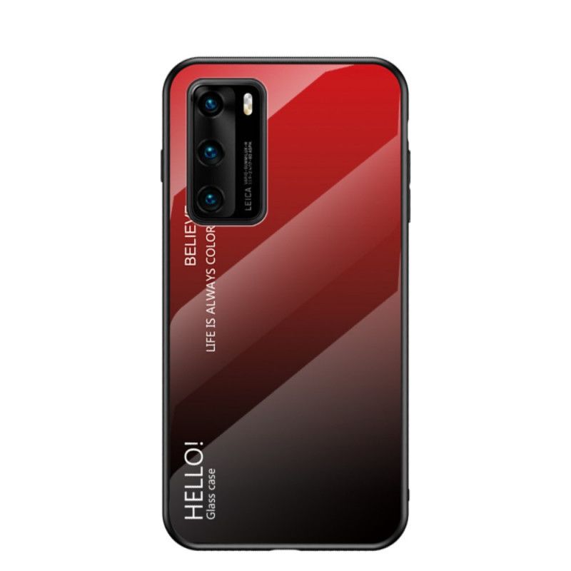 Deksel Huawei P40 Magenta Hei Herdet Glass