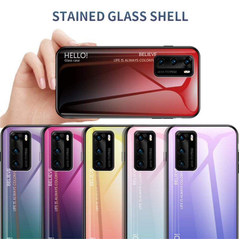 Deksel Huawei P40 Magenta Hei Herdet Glass