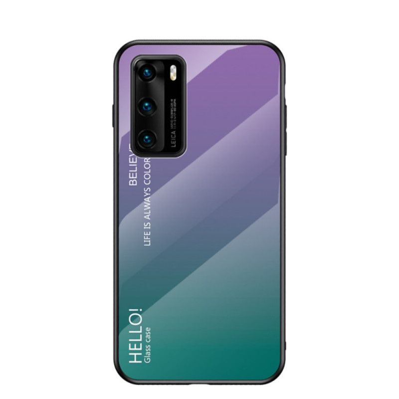 Deksel Huawei P40 Magenta Hei Herdet Glass