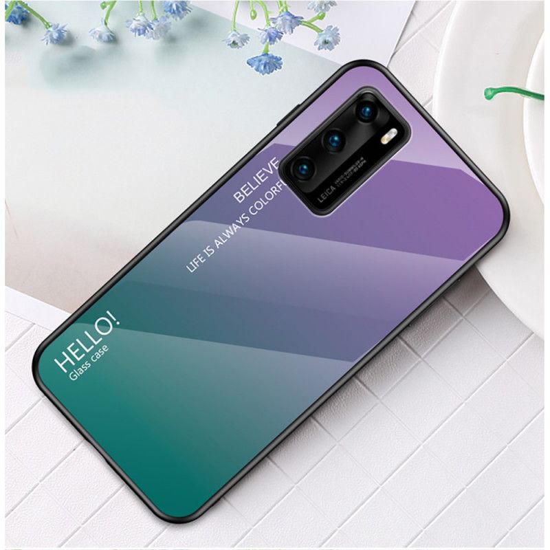 Deksel Huawei P40 Magenta Hei Herdet Glass