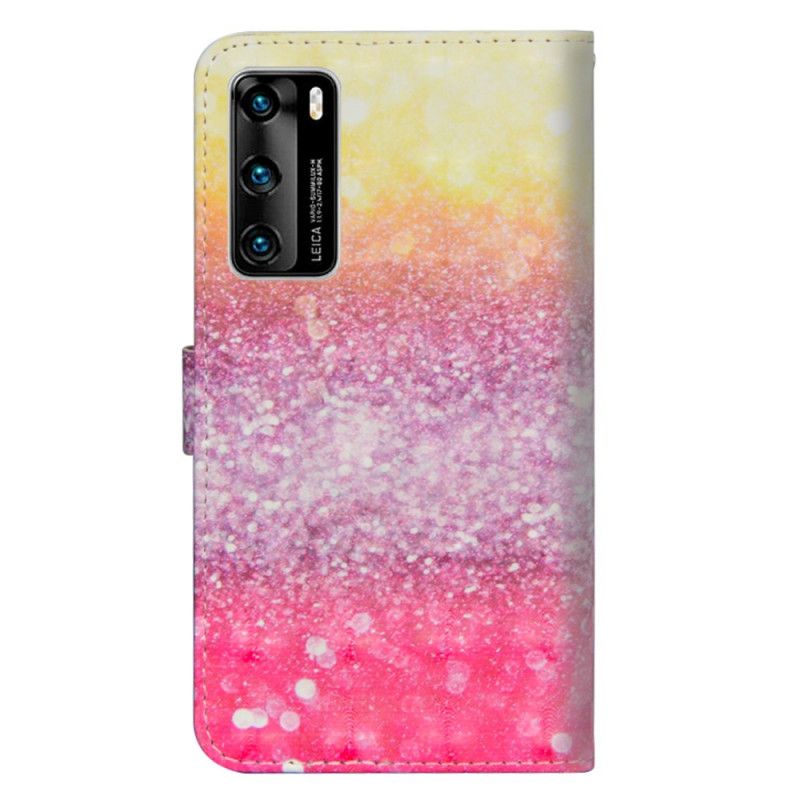 Folio Deksel for Huawei P40 Gradient Magenta Glitter