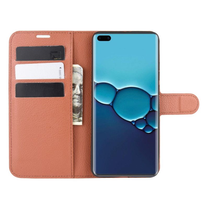 Folio Deksel for Huawei P40 Svart Klassisk Lychee-Stil