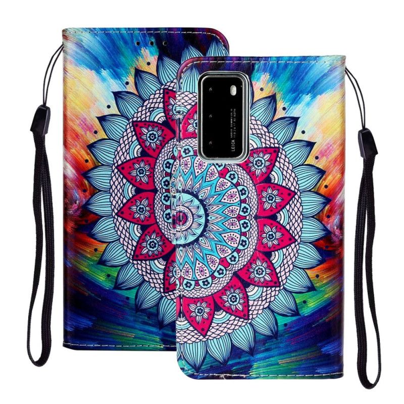 Folio Deksel Huawei P40 Ultra Fargerik Mandala Anti-fall