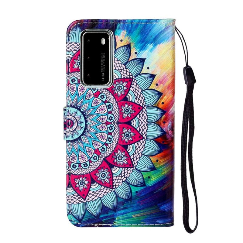 Folio Deksel Huawei P40 Ultra Fargerik Mandala Anti-fall