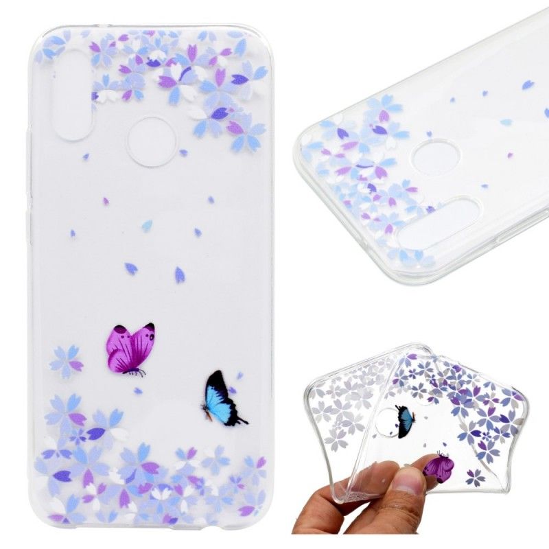 Deksel Huawei P20 Lite Gjennomsiktige Sommerfugler Og Blomster Beskyttelse