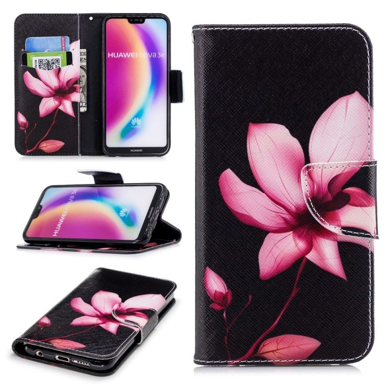 Folio Deksel Huawei P20 Lite Rosa Blomst Anti-fall