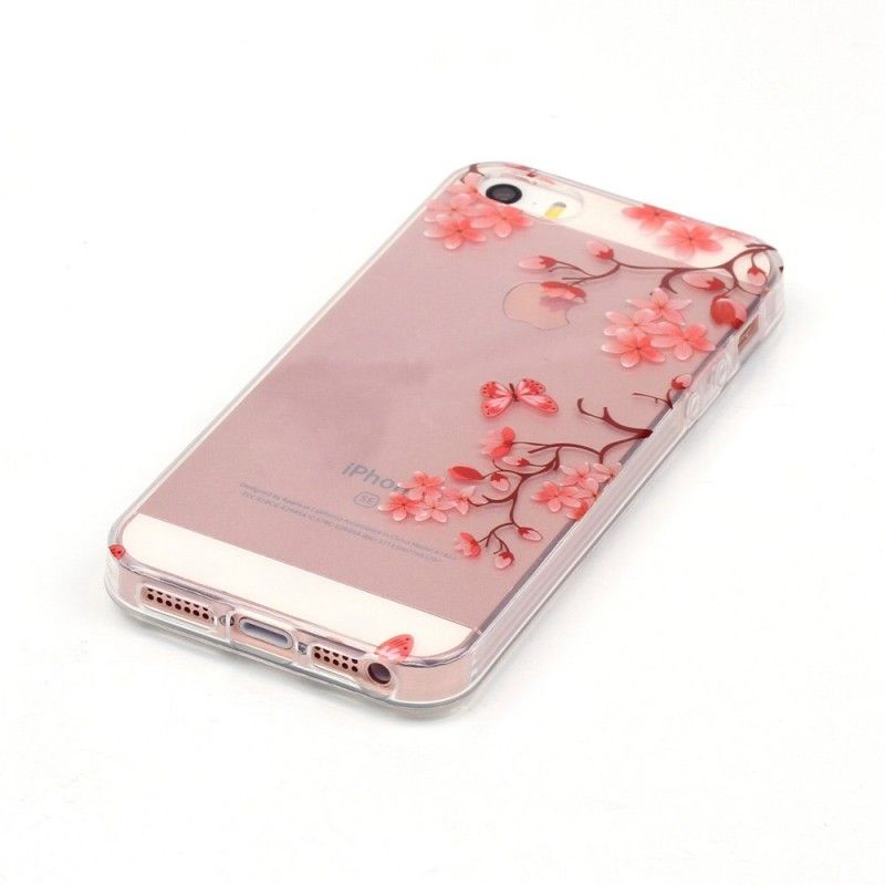 Deksel for iPhone 5 / 5S / SE Gjennomsiktig Blomstrende Tre