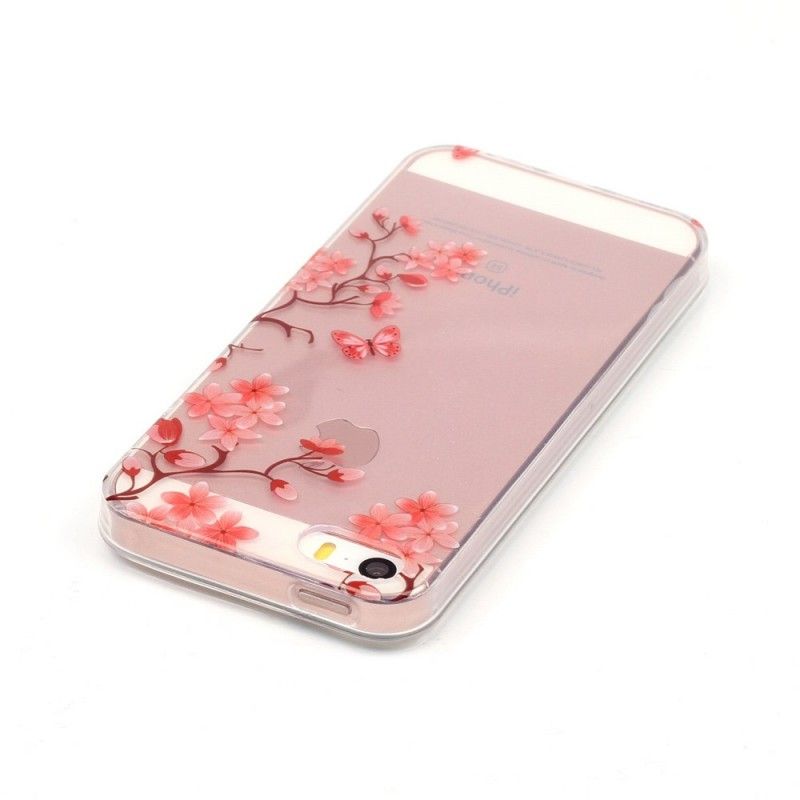 Deksel for iPhone 5 / 5S / SE Gjennomsiktig Blomstrende Tre