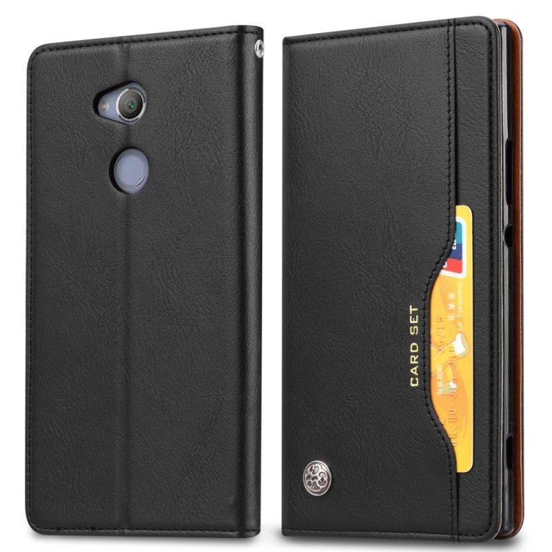 Folio Deksel for Sony Xperia XA2 Svart Kortholder I Imitert Skinn