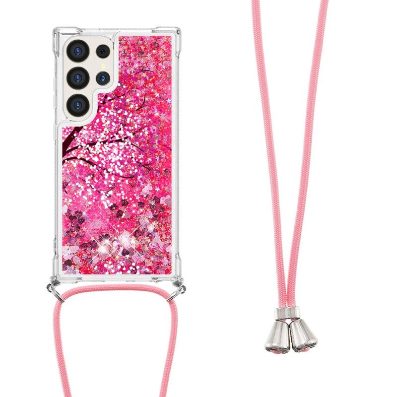 Deksel Samsung Galaxy S24 Ultra 5g Cherry Blossom Glitter Beskyttelse Deksel