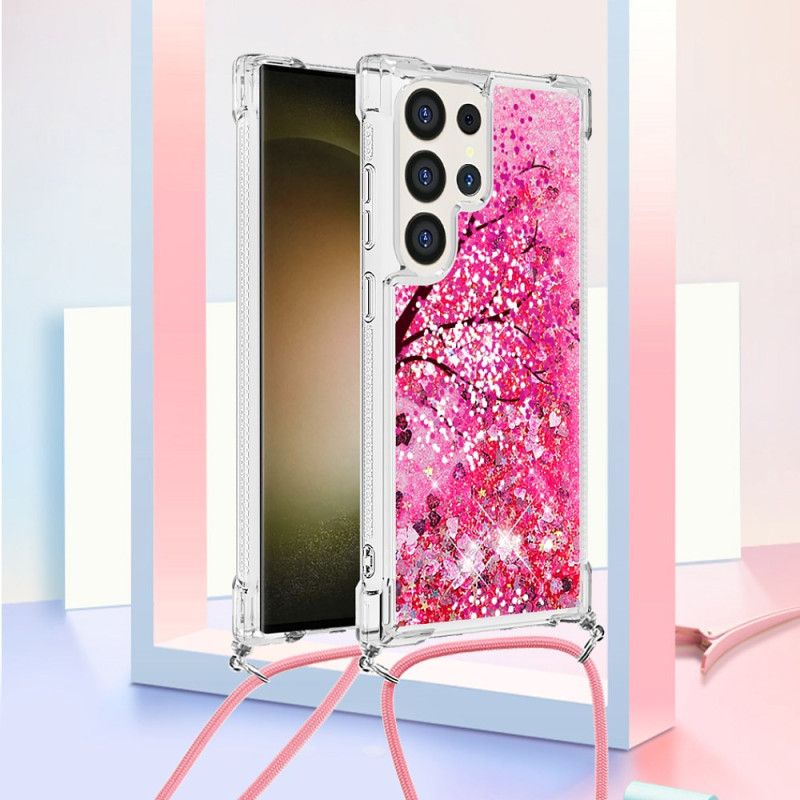 Deksel Samsung Galaxy S24 Ultra 5g Cherry Blossom Glitter Beskyttelse Deksel