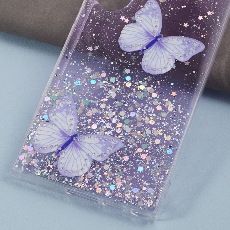 Deksel Samsung Galaxy S24 Ultra 5g Glitter Med Sommerfugler