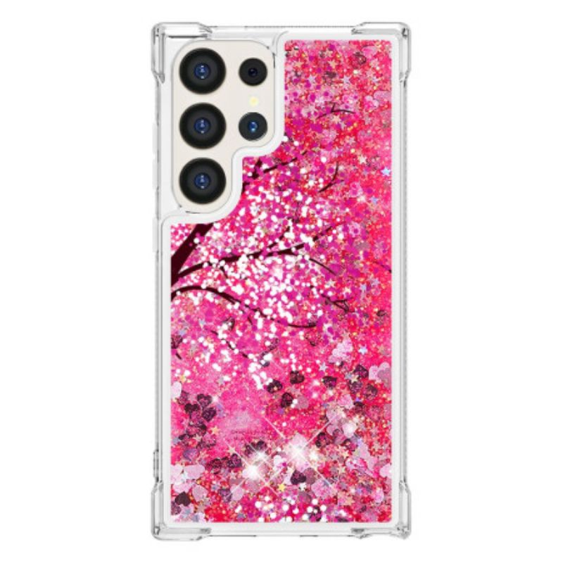 Deksel Samsung Galaxy S24 Ultra 5g Mobildeksel Cherry Blossom Paljetter