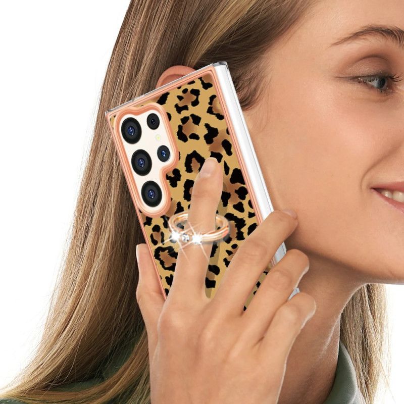 Deksel Samsung Galaxy S24 Ultra 5g Mobildeksel Med Leopard Print Ring Holder