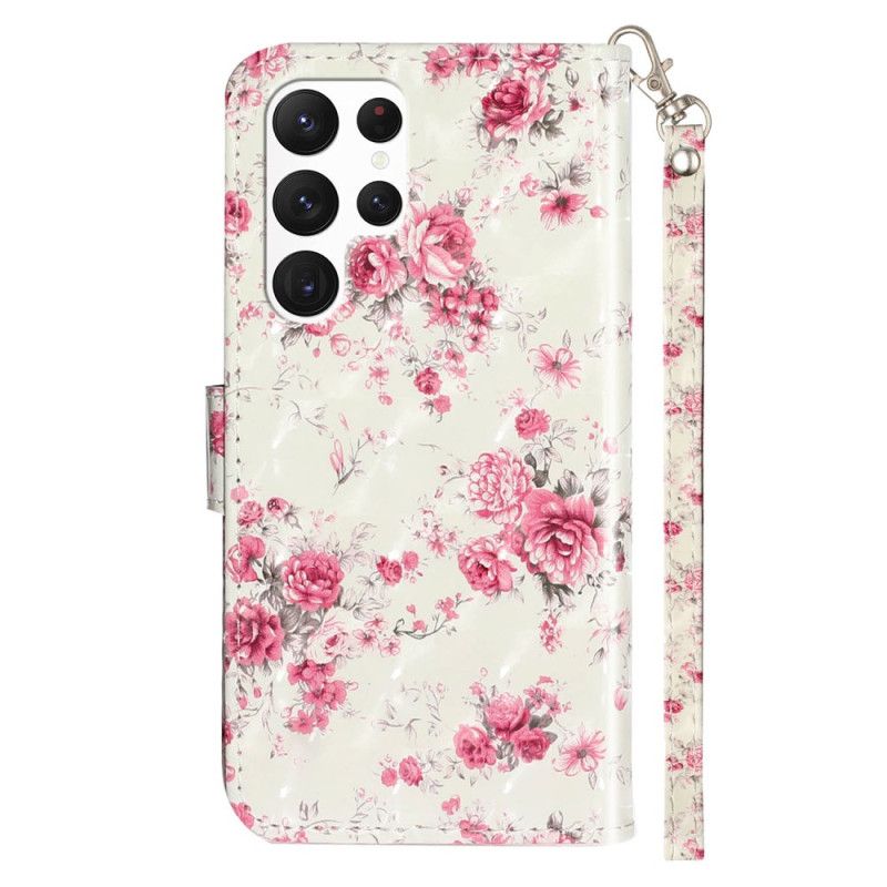 Folio Deksel Samsung Galaxy S24 Ultra 5g Lierty Blomster Med Stropp Beskyttelse Deksel