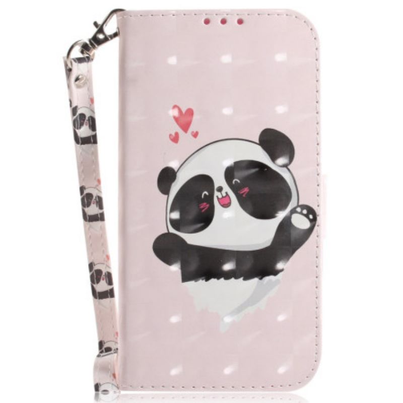 Folio Deksel Samsung Galaxy S24 Ultra 5g Panda Love Med Stropp Beskyttelse Deksel