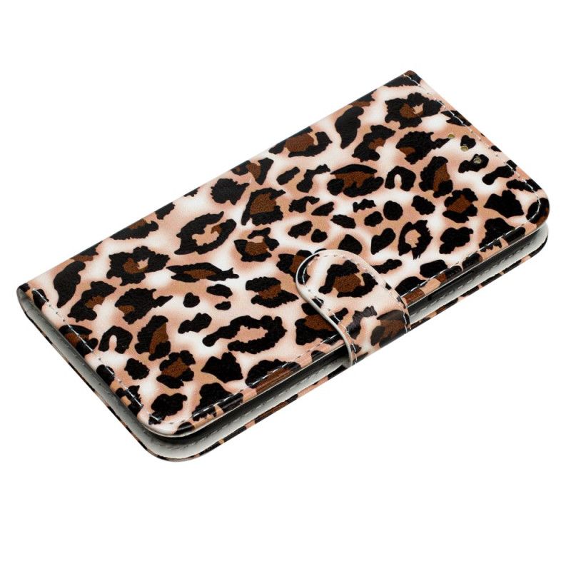 Folio Deksel Samsung Galaxy S24 Ultra 5g Strappy Med Leopardtrykk