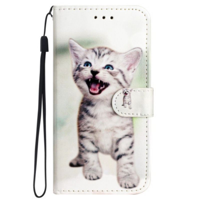 Folio Deksel Samsung Galaxy S24 Ultra 5g Thong Cat Beskyttelse Deksel