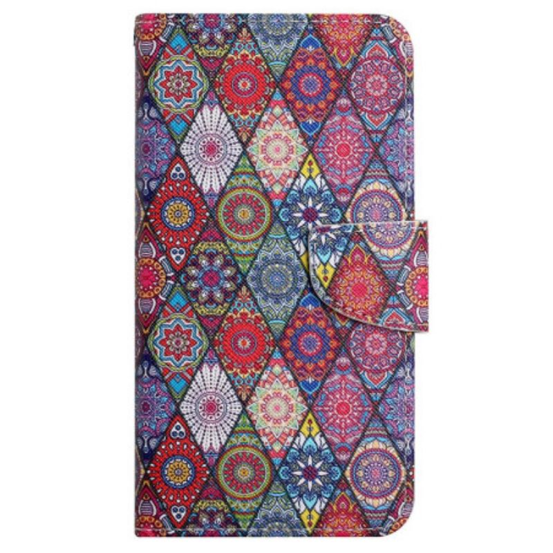 Lærdeksel Folio Deksel Samsung Galaxy S24 Ultra 5g Nøkkelbånd Kaleidoskop