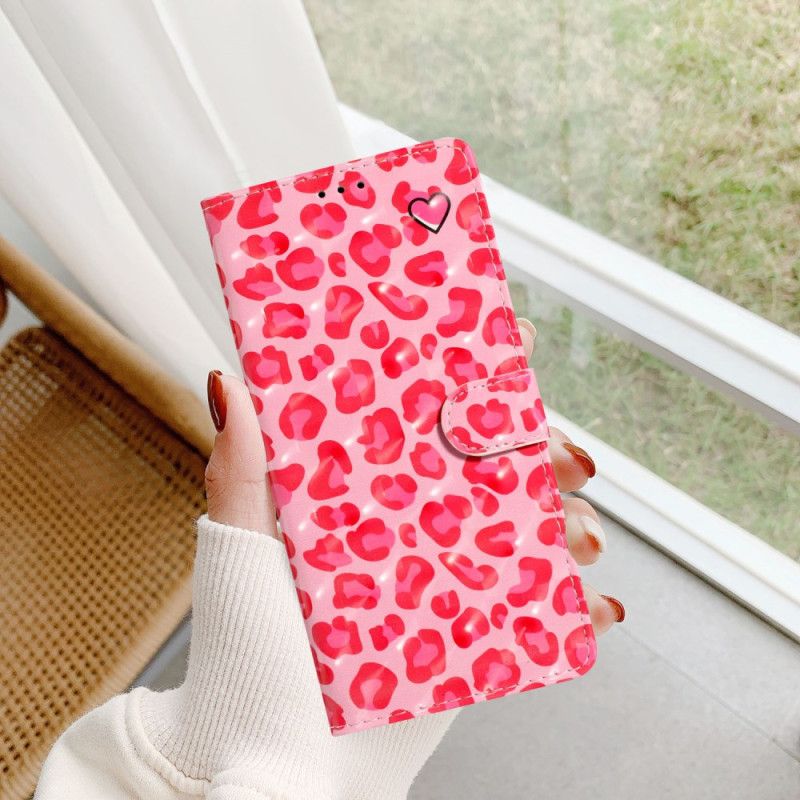 Lærdeksel Folio Deksel Samsung Galaxy S24 Ultra 5g Rosa Leopardtrykk