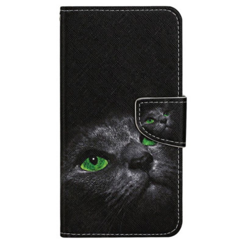 Lærdeksel Folio Deksel Samsung Galaxy S24 Ultra 5g Strappy Cat Eyes