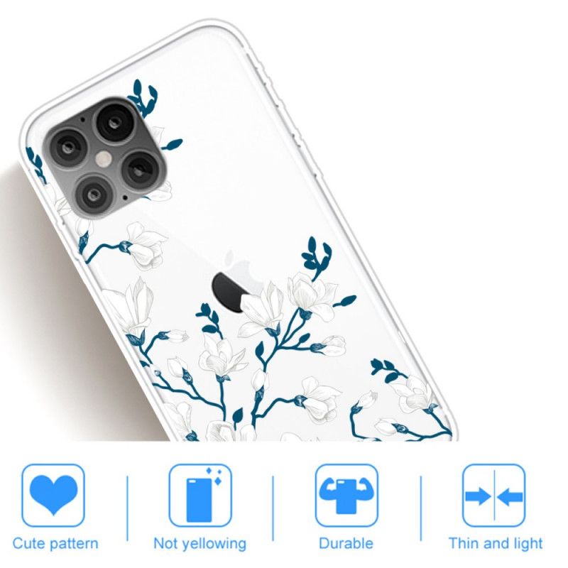 Deksel for iPhone 12 Pro Max Hvite Blomster