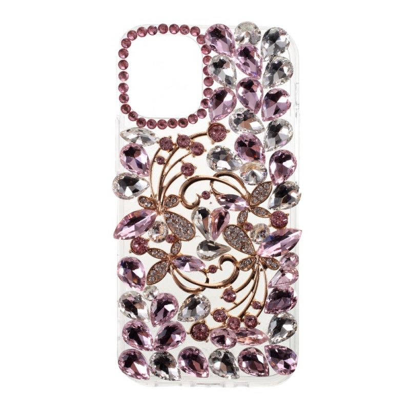 Deksel for iPhone 12 Pro Max Rosa Silikon Og Rhinestones