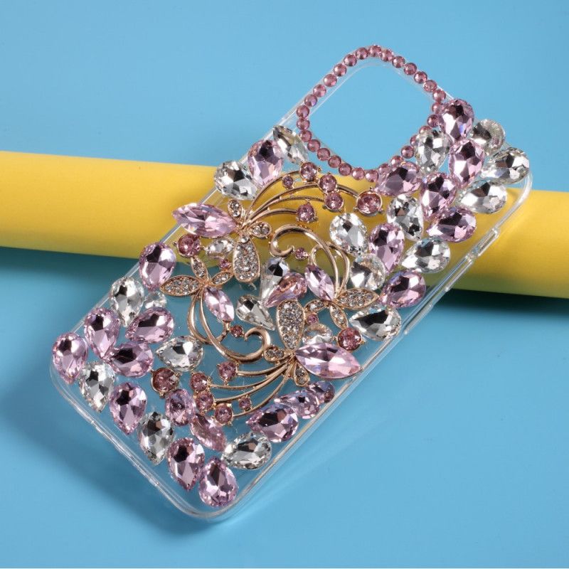 Deksel for iPhone 12 Pro Max Rosa Silikon Og Rhinestones