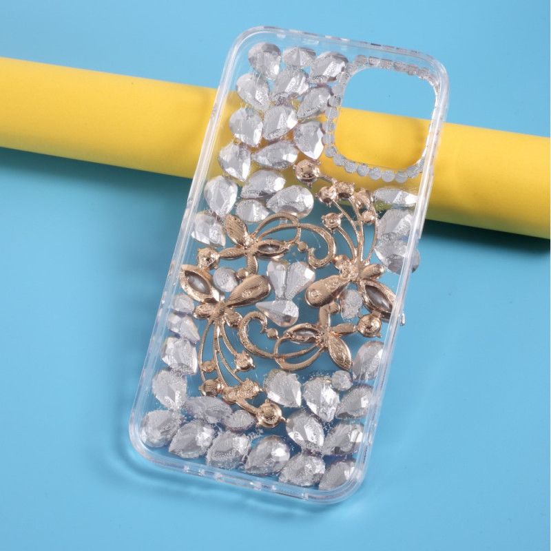 Deksel for iPhone 12 Pro Max Rosa Silikon Og Rhinestones