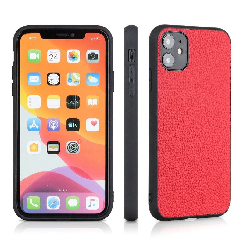 Deksel for iPhone 12 Pro Max Svart Ekte Litchi