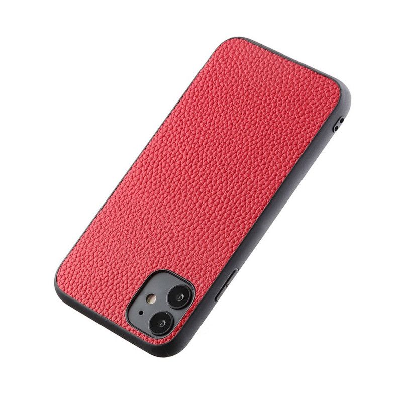 Deksel for iPhone 12 Pro Max Svart Ekte Litchi