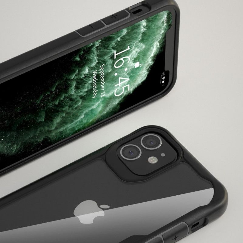 Deksel for iPhone 12 Pro Max Svart Gjennomsiktig Hybrid Med Silikonekanter