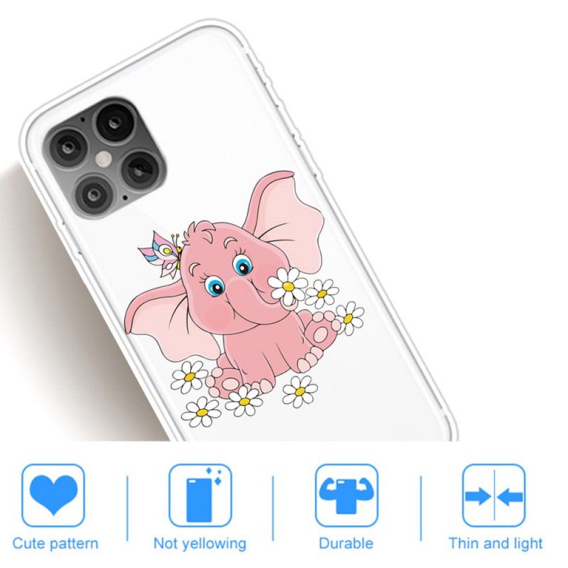 Deksel iPhone 12 Pro Max Gjennomsiktig Rosa Elefant